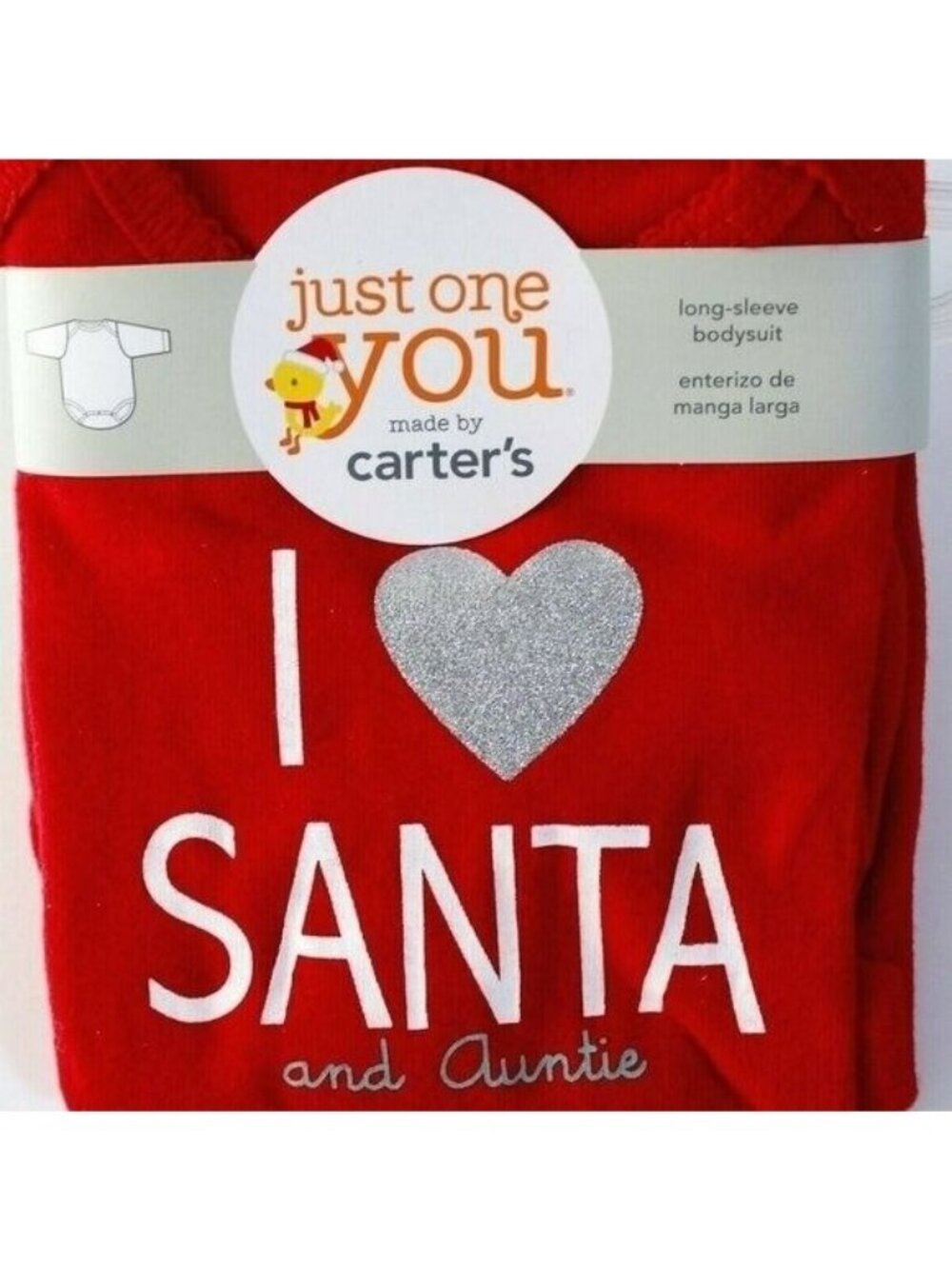 KIDS Unisex Carters I Heart Santa & Auntie Red Christmas Snap Bodysuit 3 Months